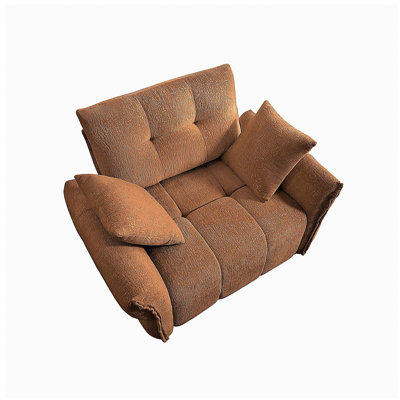 47-inch ergonomic single sofa, equipped with high resilience support cushions and pillows, easy-to-assemble modern design, suitable for living room, office, study room, deep orange