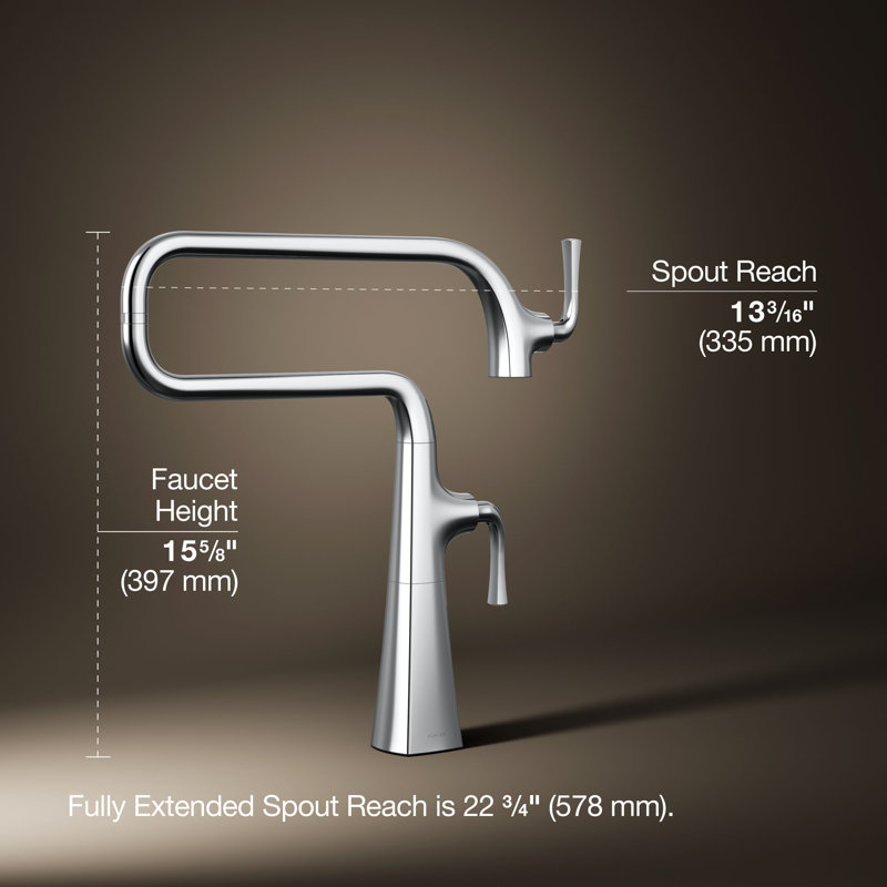 Graze Deck-Mount Pot Filler Faucet, Polished Chrome