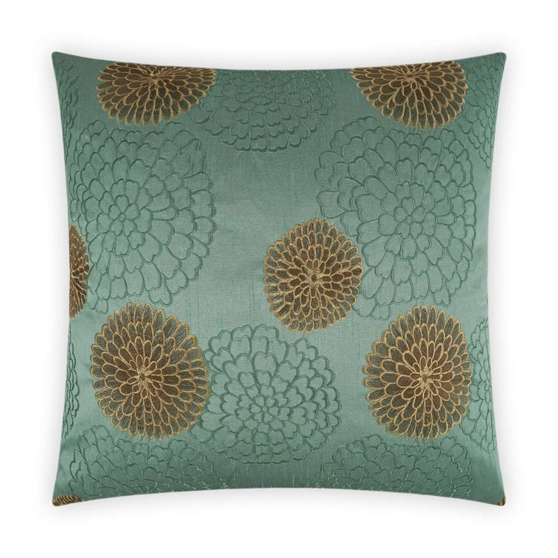 Chrysanthemum Floral Throw Pillow, Square 20", Aqua
