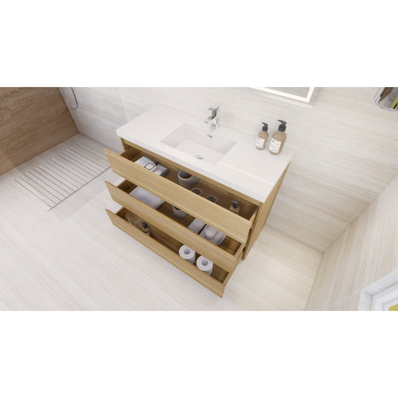 Ensemble de meuble-lavabo simple 48 po, Chêne blanc