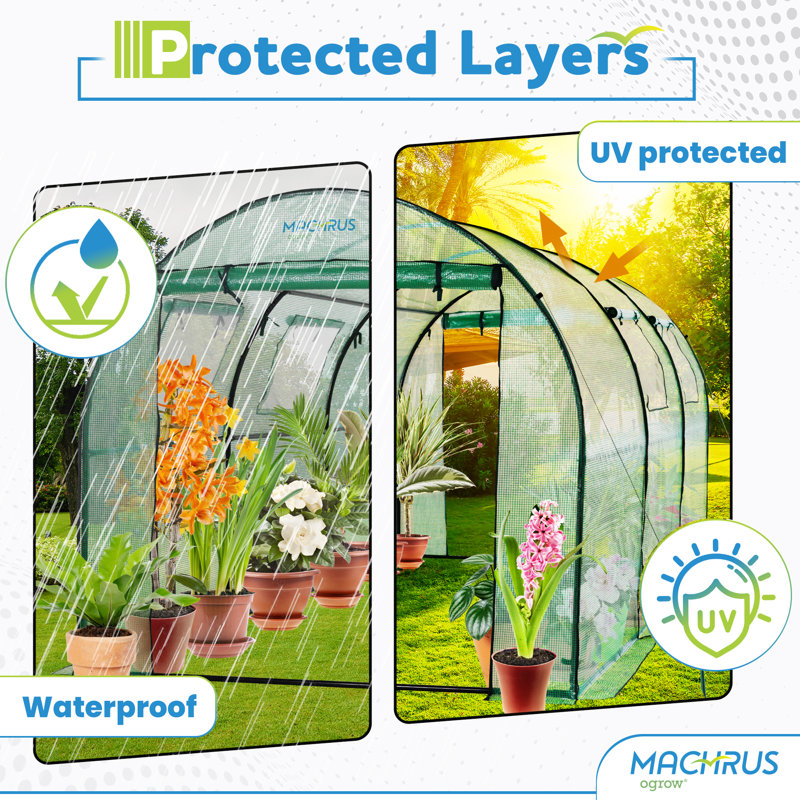 Machrus Ogrow Deluxe Walk-In Tunnel Greenhouse, Green