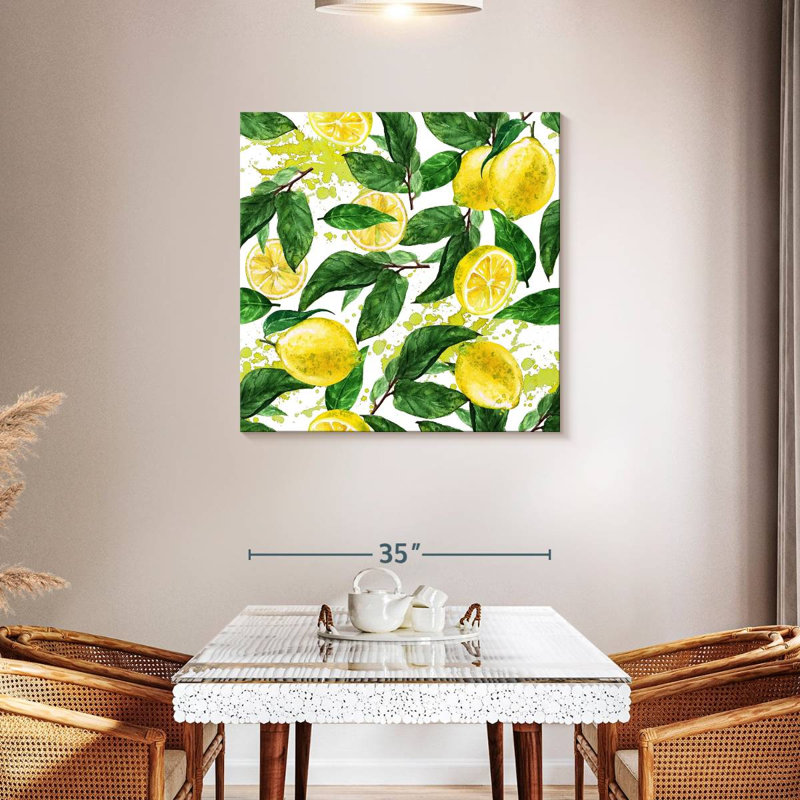 Yarlin Lemon Leaves Pattern, 36" H x 36" W