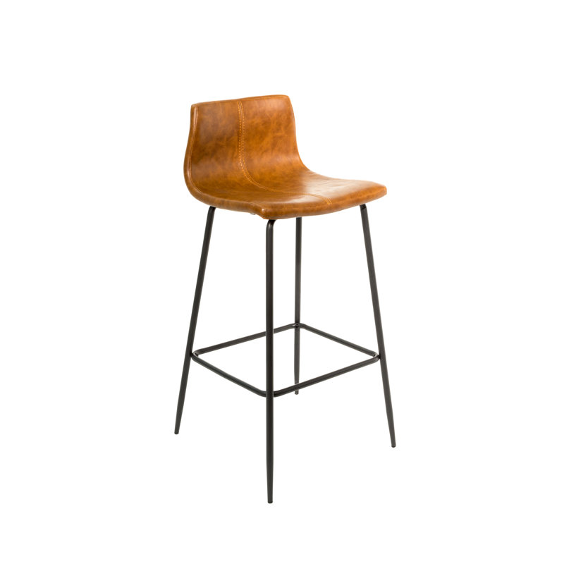 Encinas Upholstered Counter Stool with Metal Frame, Tan