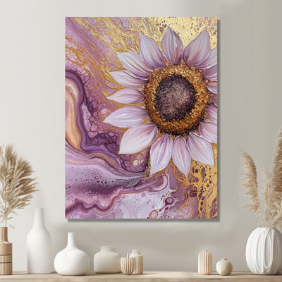 Silent Reverie Of Sunflower On Crystal I - Floral Metal Art, Sunflower Metal Print