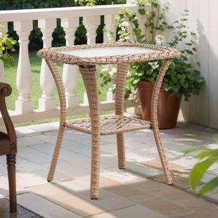 Table d'appoint en osier et verre Bonia
