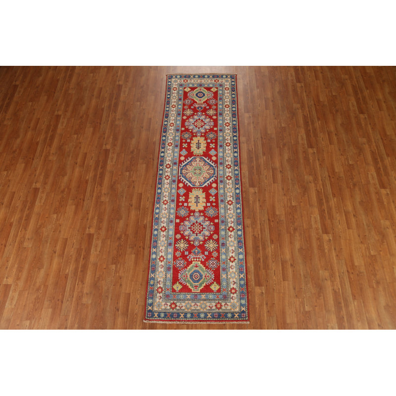 Geometric Kazak Oriental Runner Rug