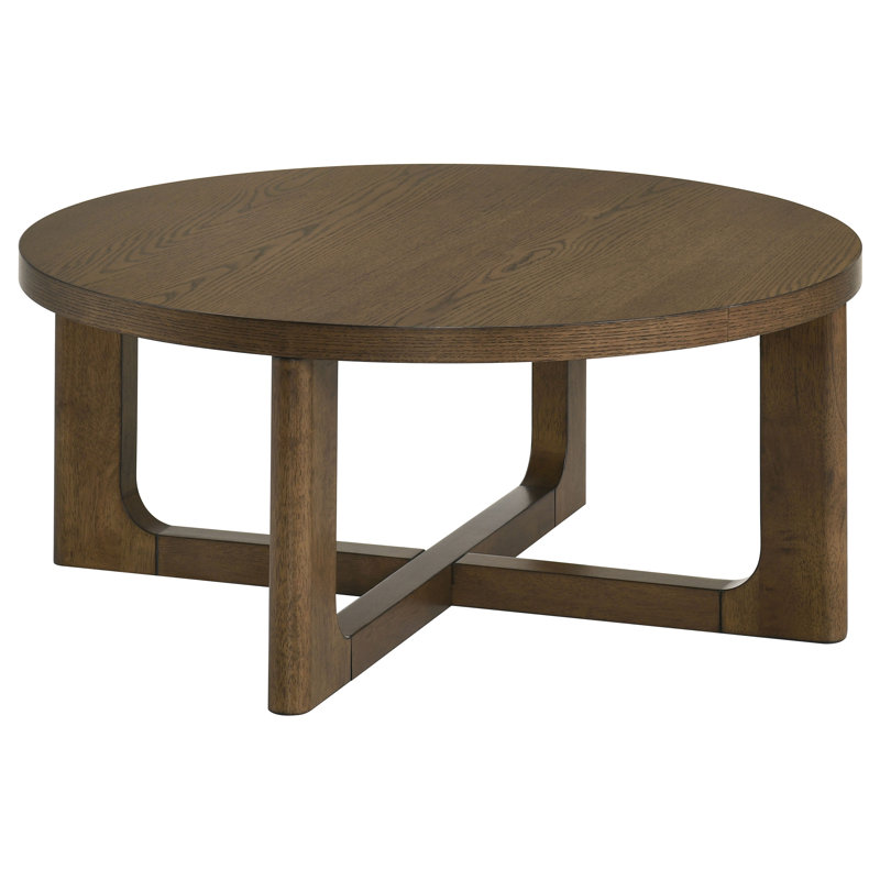 Wai Round Sculptural Wood Coffee Table Brown, Brown