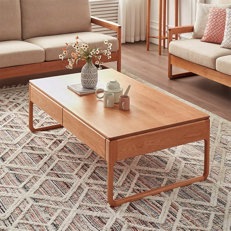 Table de salon carrée en bois massif, H 16,5 po x L 51,2 po x l 29,5 po