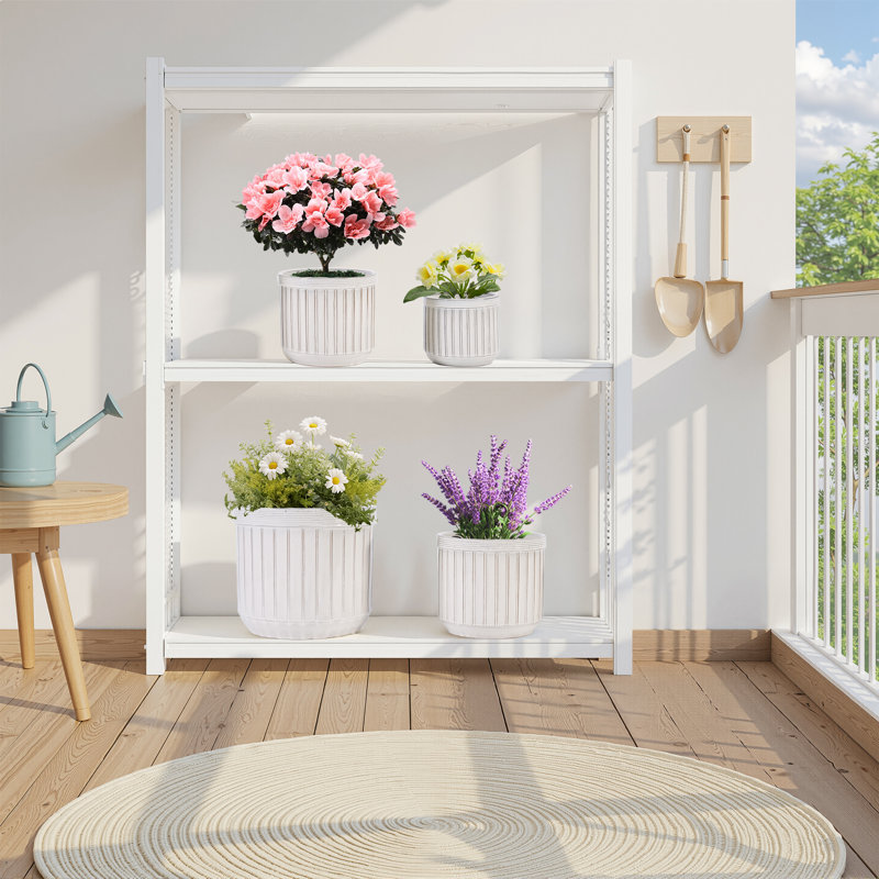 Ensemble de 4 pots de fleurs de 14 po en céramique pour l'intérieur et le jardin