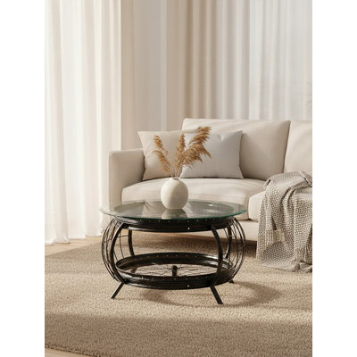 Wheel Coffee Table with Storage