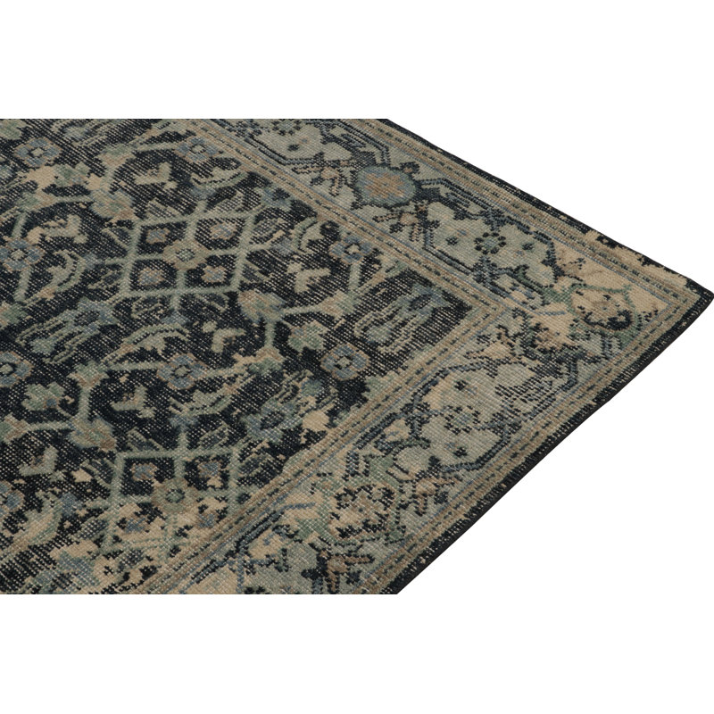 Distressed Homage Hand Knotted Wool Geometric Area Rug, Runner 3' x 8'