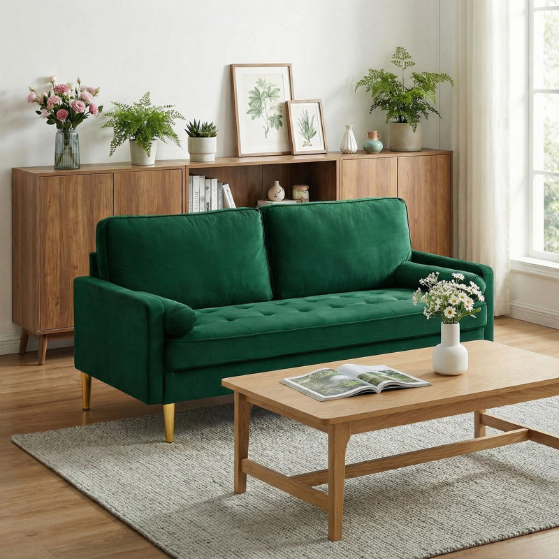 Canapé 67 po Mid Century Modern, Vert