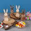 5 pièces de décorations de table de lapin de Pâques Farmhouse Rabbit en bois avec nœud