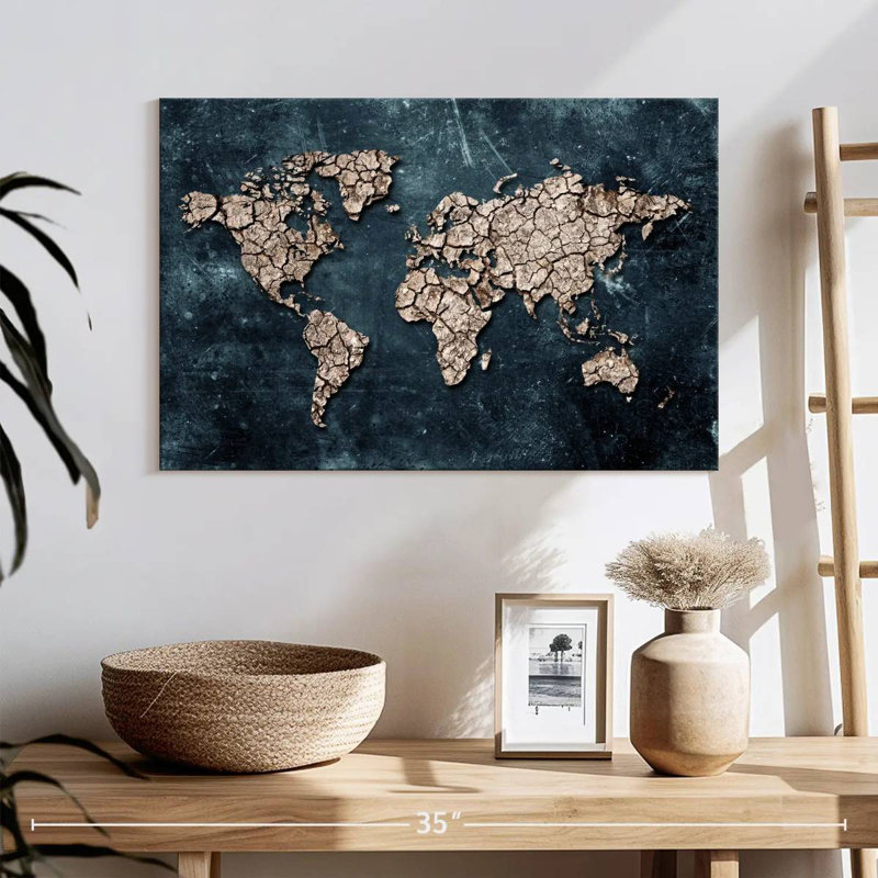 Aliaz Ground World Map, 16" H x 24" W