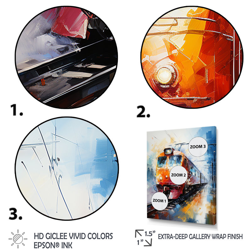 Abstrait train vibrant mouvement I - impressions sur toile modernes, H 32 po x l 16 po x P 1 po, Cadre photo noir