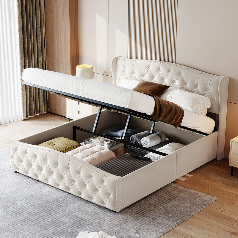 Bed, 135*190 cm, Beige