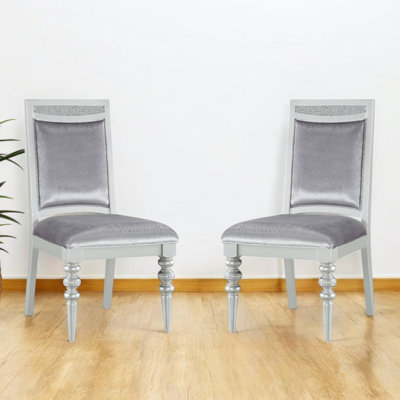 Chaise d'appoint chicorée en tissu et platine (ensemble de 2)