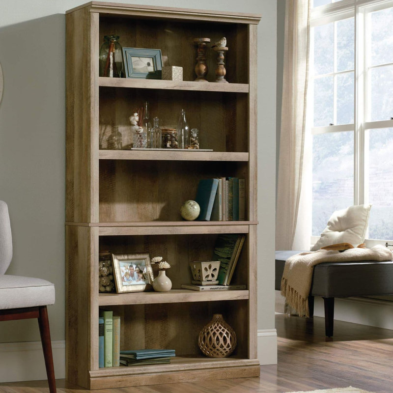 A sleek 5-shelf bookcase for organizing books and accessories in any room., Light Brown