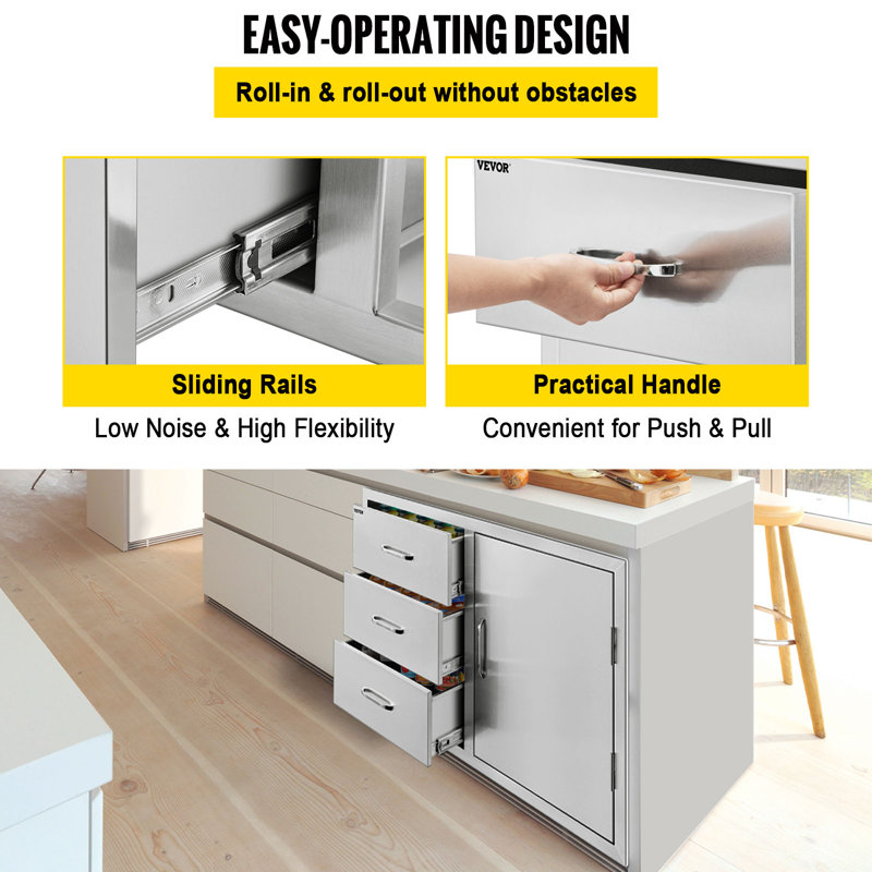 38.3'' Stainless Steel Outdoor Kitchen Drawer and Door Combo