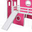 Structure de lit double avec glissoire et tour - Robuste et amp; Peu encombrant (bleu / rose)-444709739-444709736