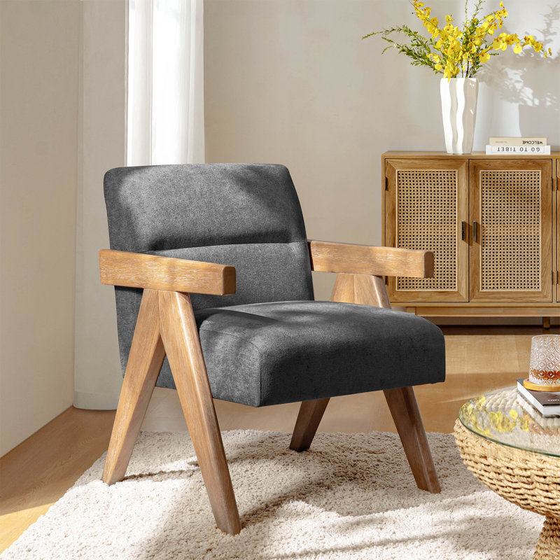 Fauteuil d'appoint moderne Donohoe Mid-Century avec accoudoirs courbés, Gris anthracite