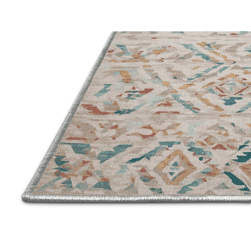 Machine Washable Beige Area Rug, Rectangle 7' x 9'