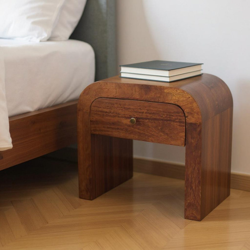16" Chestnut Solid Wood One Drawer Nightstand