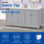 Meuble-lavabo double 60 po Luton avec comptoir en quartz blanc, lavabo et dosseret. Gris moderne. Pré-assemblage