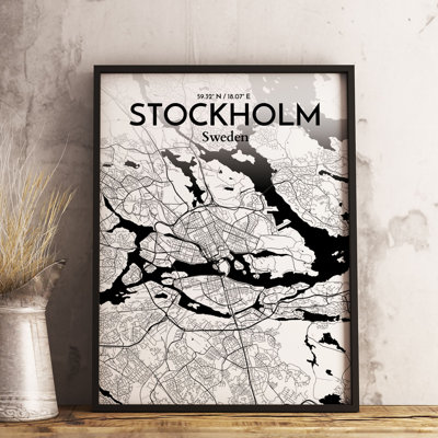 Stockholm City Map - No Frame Print