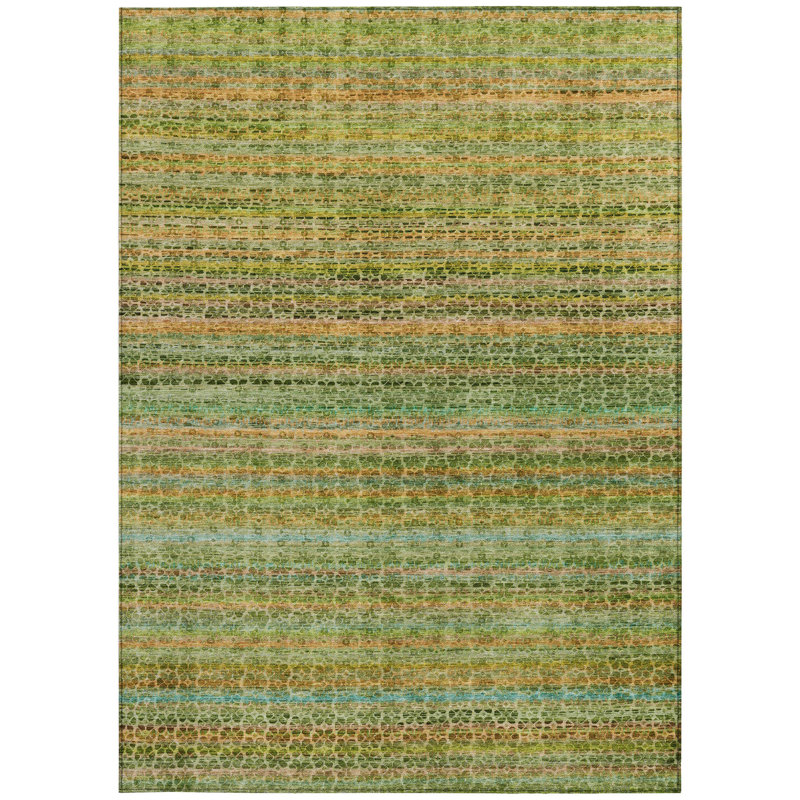 Tapis extérieur lavable rayé bleu cuivre et bleu sarcelle 9 pi x 12 pi