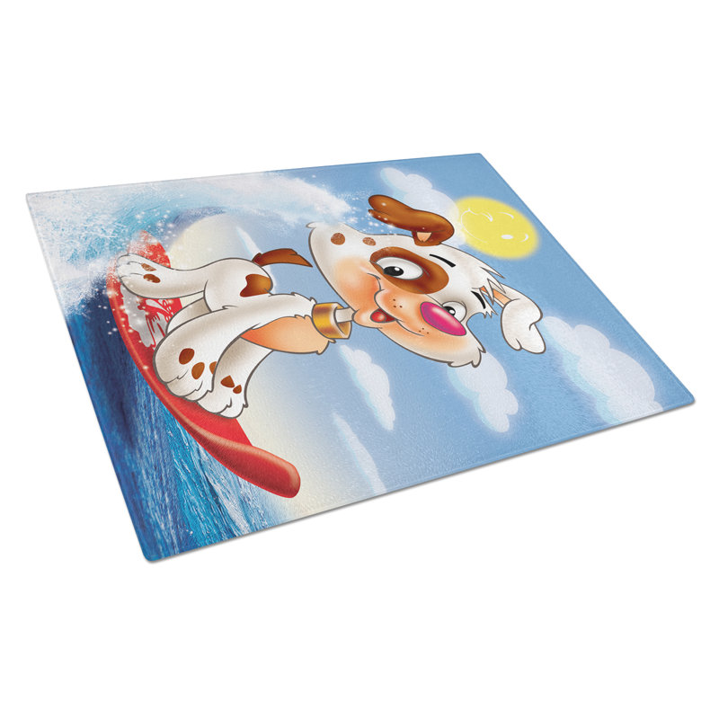 Tempered Glass Dog Water Skiing Cutting Board