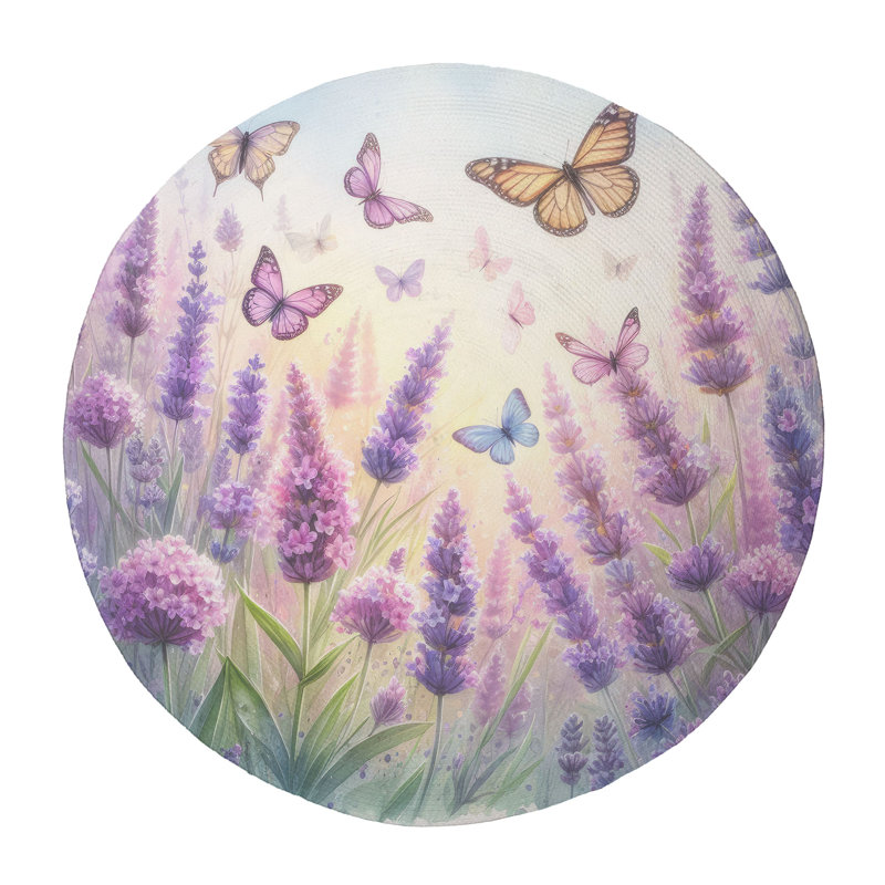 Tapis tressé Lavender Wings, Rond 5 pi