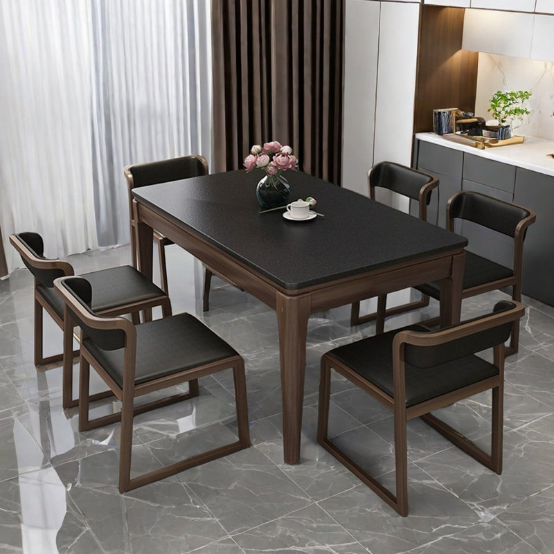 Italian style simple rectangular dining table sets, 29.5" H x 63" L x 31.5" W