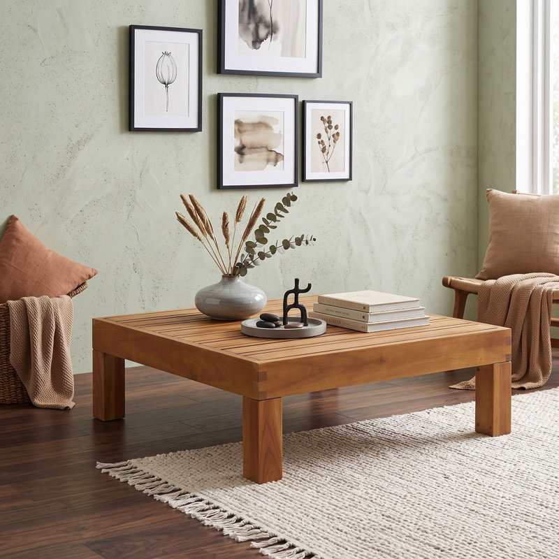 Table basse extérieure avec dessus en bois, Teck