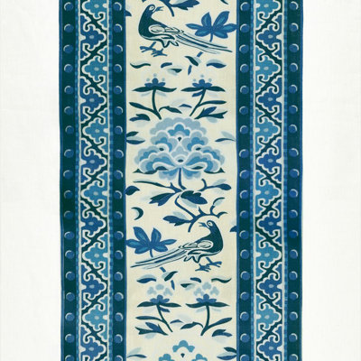 Chinois Chic Royal Peony Linen Print Fabric