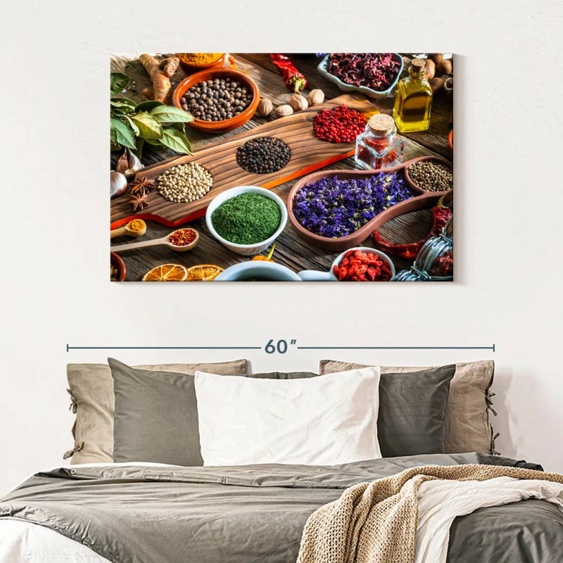 Yarlin Rustic Kitchen Herbs And Spices, 32" H x 48" W