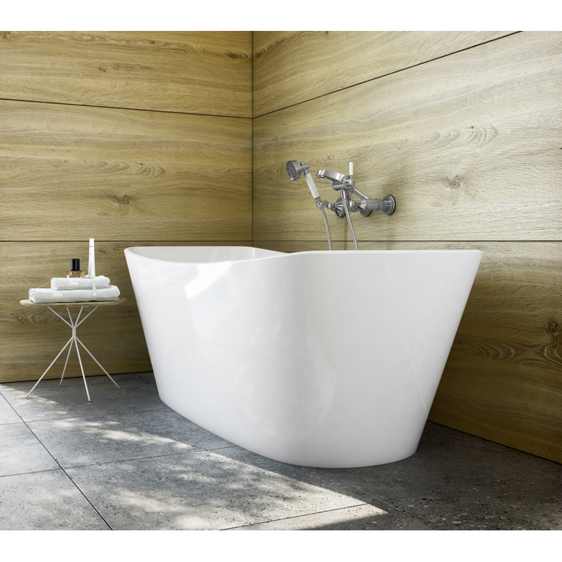 Trivento 65" Freestanding Bathtub with Overflow, Standard White