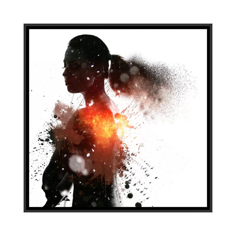 « mimmi », impression sur toile, H 18 po x l 18 po x P 1,5 po, Toile avec cadre noir, Pas de tapis