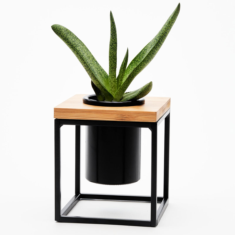 Petit porte-votive cube en verre, Noir / noir mat