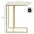 Caius 24.25" Modern White Marble Top C-Shaped End Table with Matte Gold Metal Base, Fully Assembled Slide Under Sofa Drink Table-1360573857