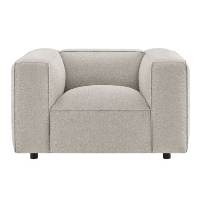 Taren Lattice Bouclé Upholstered Accent Chair in Fog