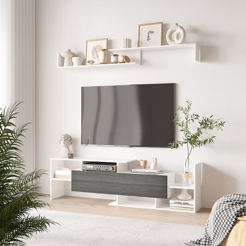 Jungwoo TV Stand for TVs up to 65", White