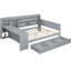 Lit de jour gris en bois pleine grandeur avec options de rangement pratiques et bureau - Bois de pin pour chambre à coucher multifonctionnelle avec 3 grands tiroirs-1518591658-1518591663