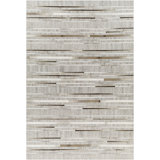 Asbey Rectangle Striped Handmade Flatweave Viscose/Leather/Cowhide Area Rug in Gray/Taupe