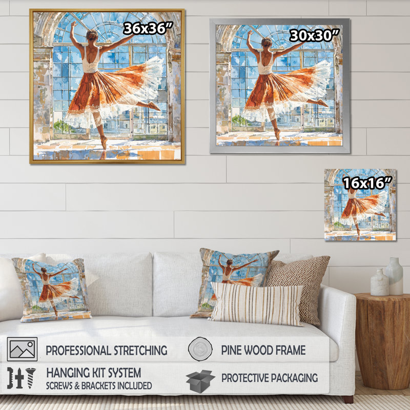 «Dancer Majestic Elegant Form - Ballet», reproduction sur toile, H 30 po x l 30 po, Reproduction encadrée, Argent argent