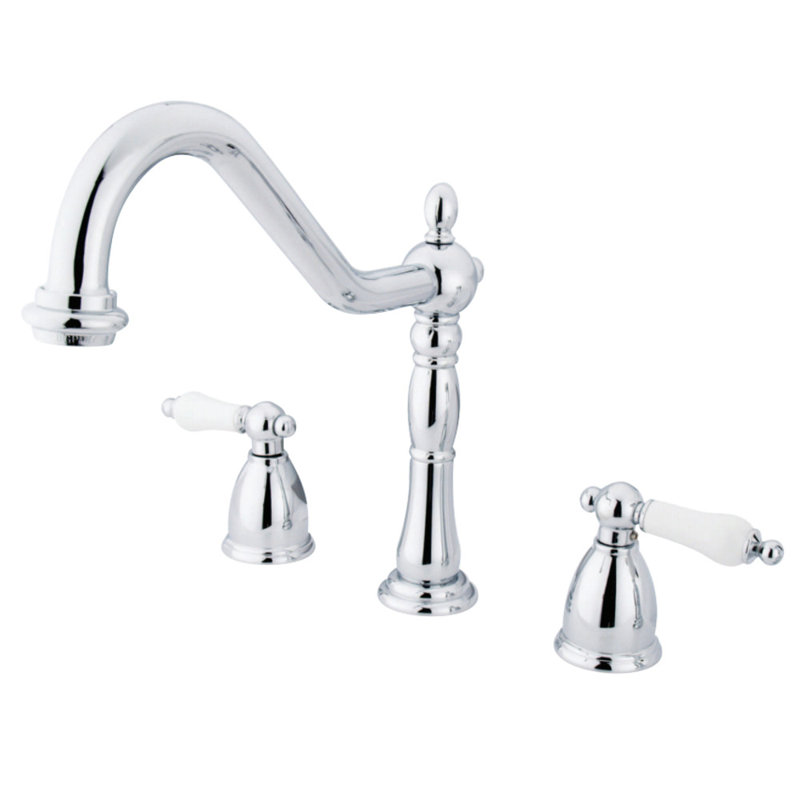 Kingston Brass Heritage Double-Handle Widespread Kitchen Faucet, Without Spray