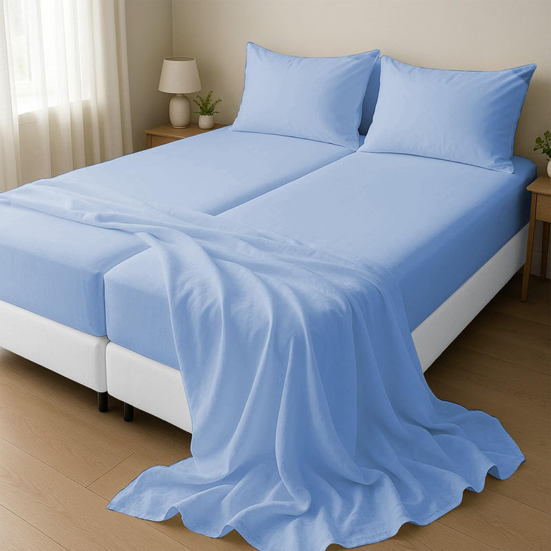 Split California King Sheets for Adjustable Beds 5Pcs Split California King Sheet Set, 800 Thread Count 100% Egyptian Cotton, 18" Deep Pocket Adjustable Bed Sheets, Light Blue Solid