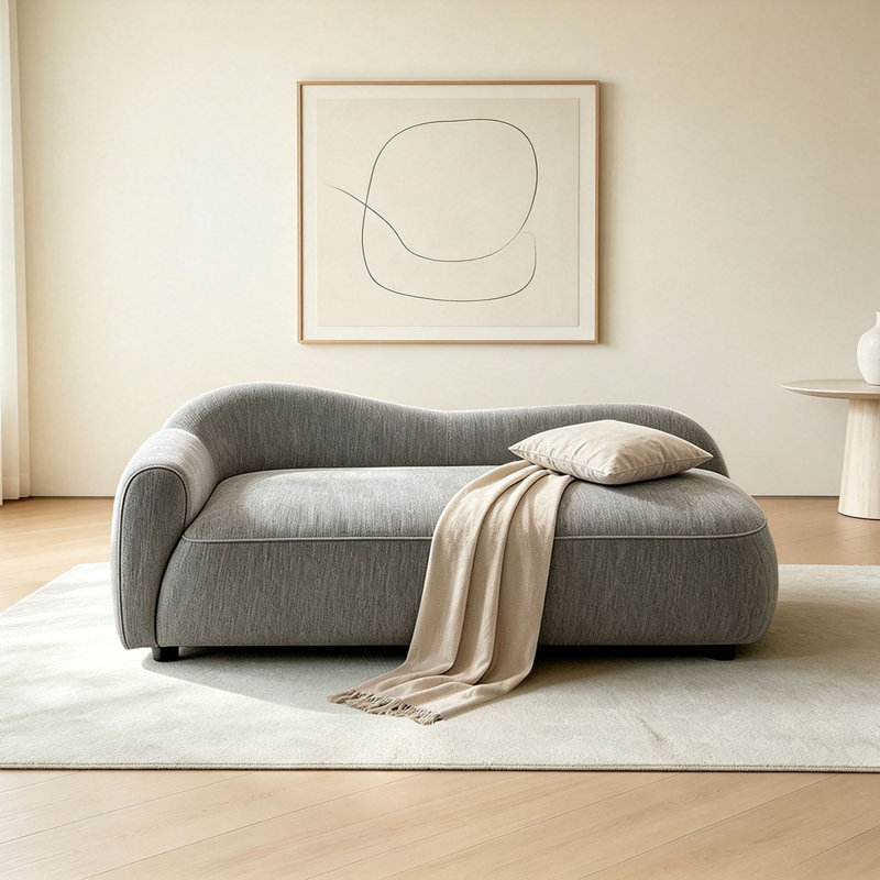 Chaise longue simple en tissu simple d'intérieur, Left Hand Facing
