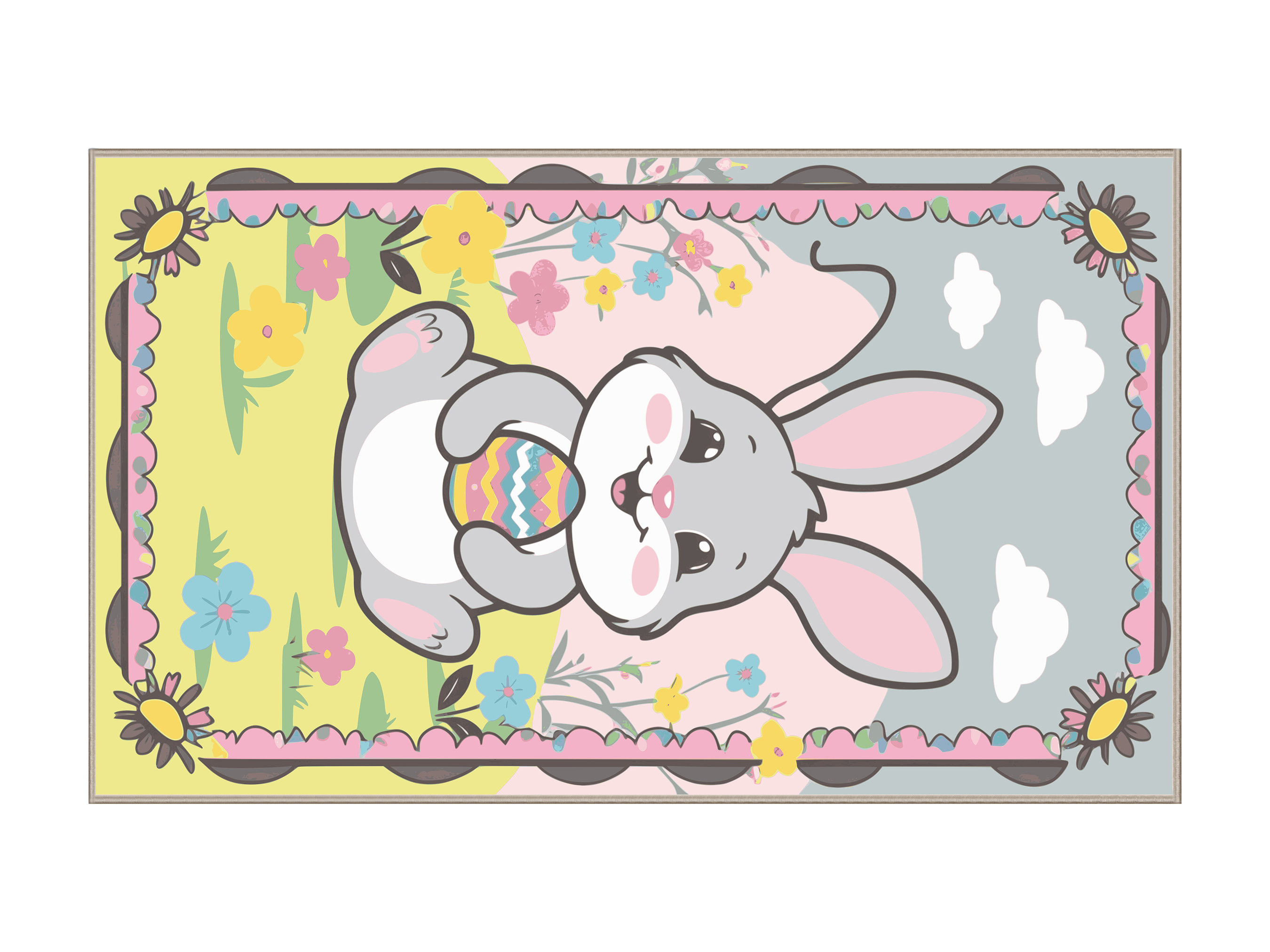 Cartoon Easter Rug The Holiday Aisle® Washable Easter Spring Holiday Rug | Wayfair