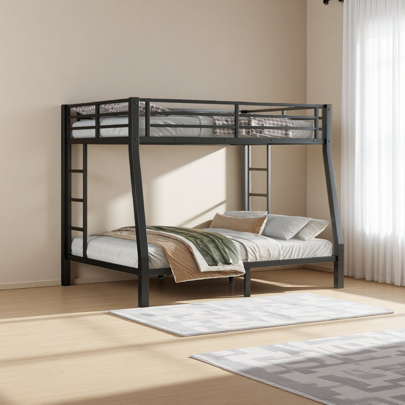 Metal Full XL Over Queen Bunk Bed For Teens And Adults,Space-Saving/Noise Reduced/No Box Spring Needed